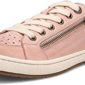 Taos Women's Leather Zipster Sneakers Low Top Shell Pink Brand New